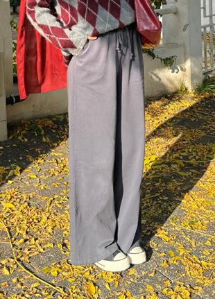 Narda Gabardin Bol Pantolon Füme 