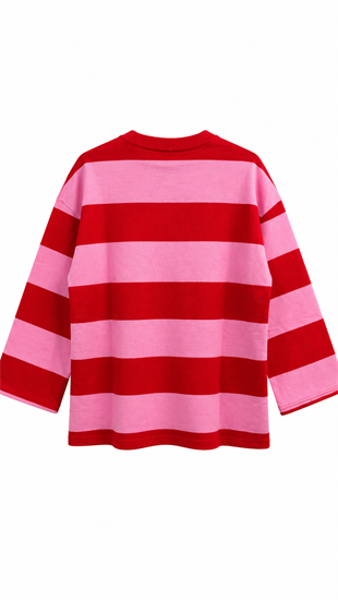 New York Kalın Çizgili Sweat pembe 