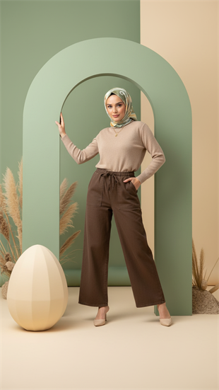Noya Gabardin Pantolon Kahve 