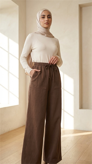 Noya Gabardin Pantolon Kahve 