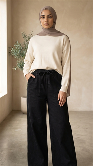 Noya Gabardin Pantolon Siyah 