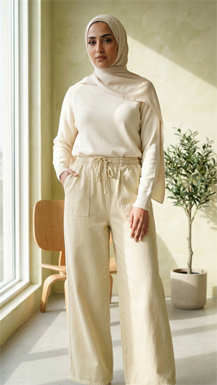 Noya Gabardin Pantolon Taş