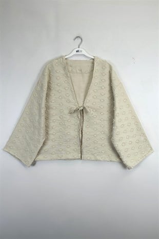 Önü Bağlamalı Kimono Bej 