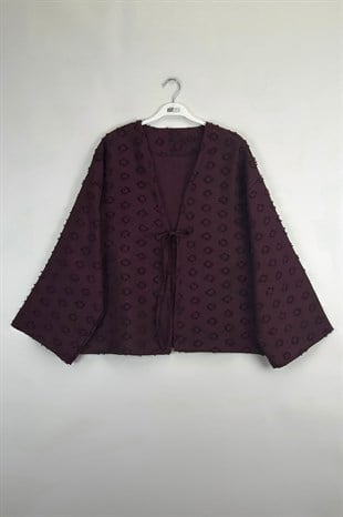 Önü Bağlamalı Kimono Mürdüm 