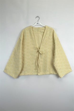 Önü Bağlamalı Kimono Sarı 