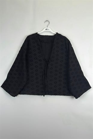Önü Bağlamalı Kimono Siyah 