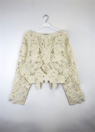 Örgü Triko Bluz Bej 