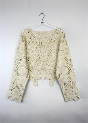 Örgü Triko Bluz Bej 