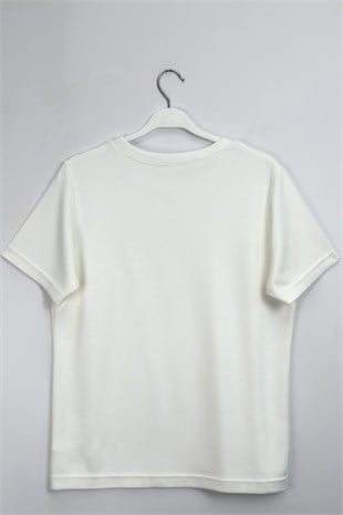 Oys Basıc Tshirt Ekru 