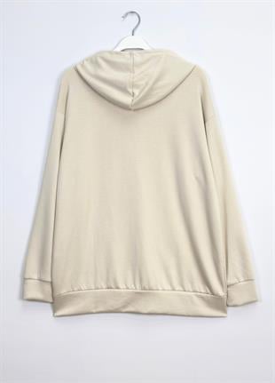 Oys Kapşonlu Sweatshirt Bej 