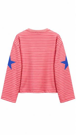Paris Çizgili Sweat Pembe