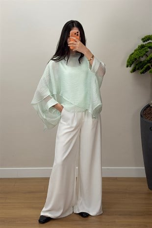 Pelerin Bluz Mint Yeşili