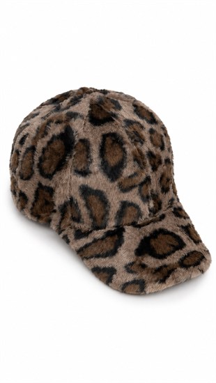Peluş Leopar Şapka Kahve 
