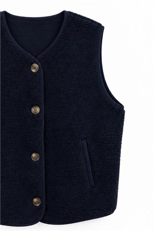 Peluş Yelek Lacivert