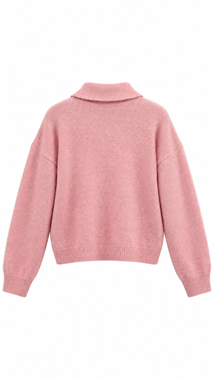 Polo Yaka Cepli Hırka Pembe