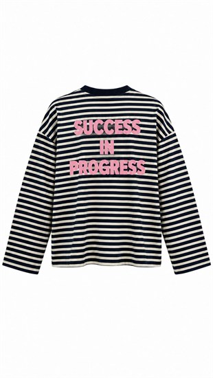 Succes Çizgili Sweat Lacivert
