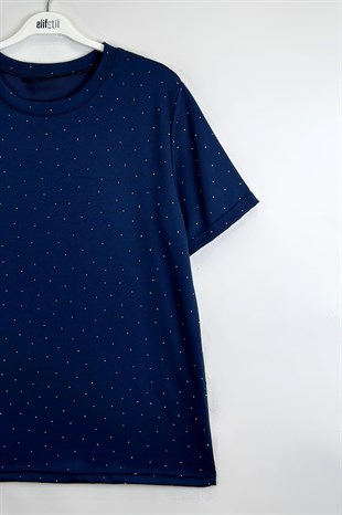 Taşlı Tshirt Lacivert 