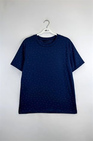 Taşlı Tshirt Lacivert 