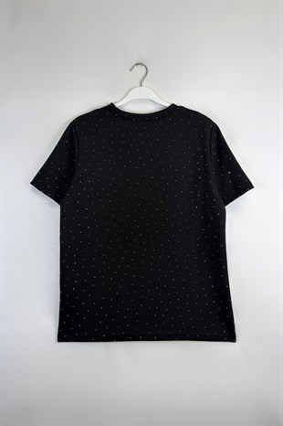 Taşlı Tshirt Siyah 