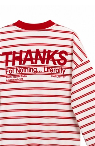 Thanks Baskılı  Sweat Kırmızı