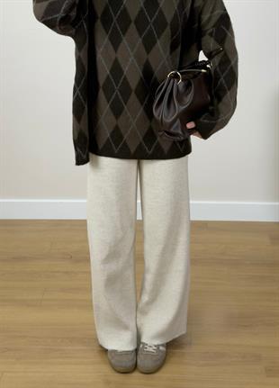 Triko Bol Paça Pantolon Bej