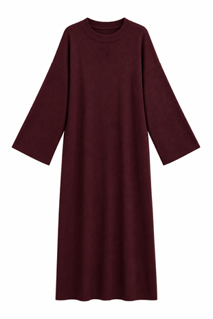 Triko Elbise Bordo 
