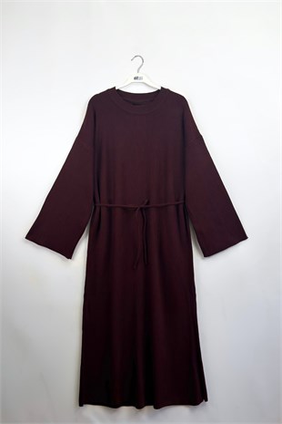 Triko Elbise Bordo 