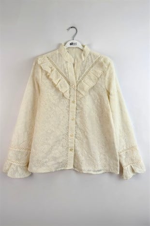 Volanlı Gömlek Bej 