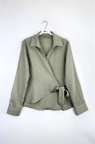 Yanı Bağlamalı Gömlek Yeşil 
