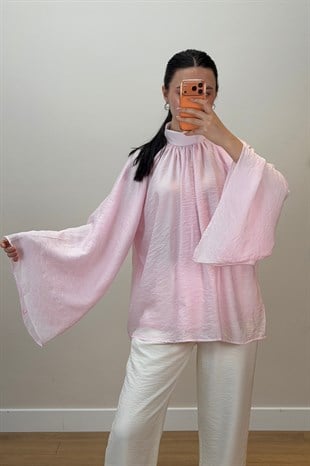 Yarasa Kol Bluz Pembe 