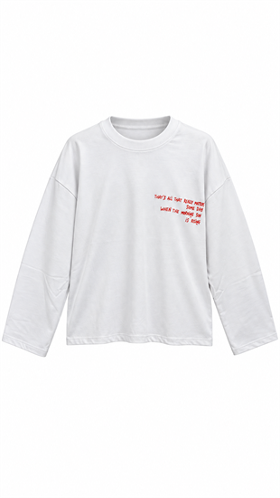 Yazılı Sweat Beyaz