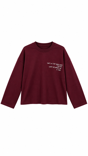 Yazılı Sweat Bordo