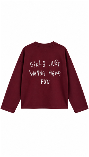 Yazılı Sweat Bordo