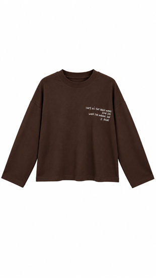 Yazılı Sweat Kahverengi