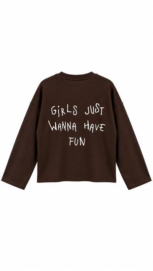 Yazılı Sweat Kahverengi