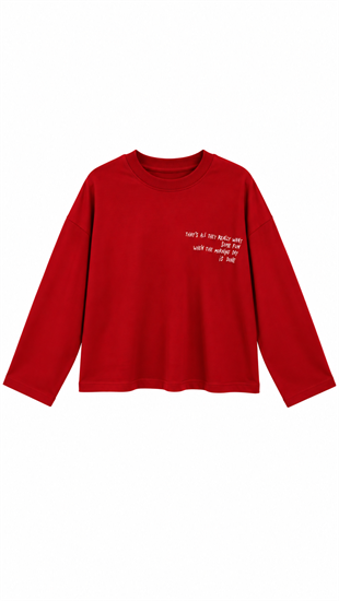 Yazılı Sweat Kırmızı