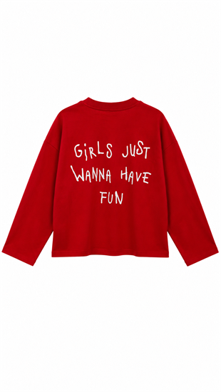 Yazılı Sweat Kırmızı