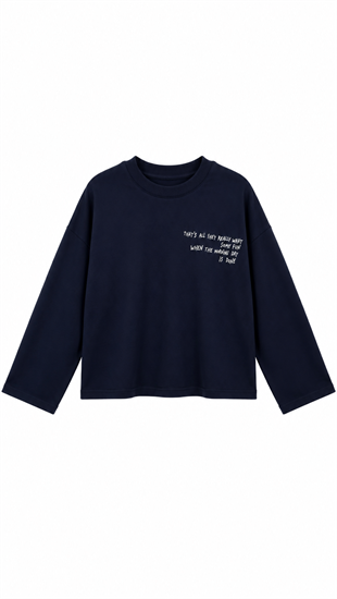 Yazılı Sweat Lacivert