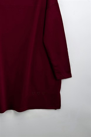 Yırtmaçlı Basıc Tunik Bordo 