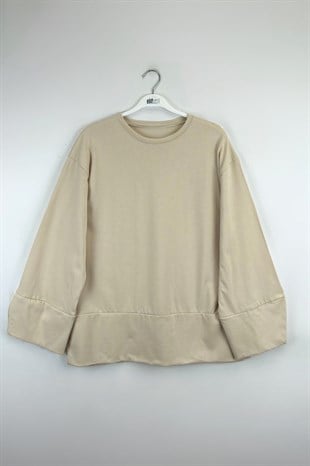 Yırtmaçlı Sweat Bej 