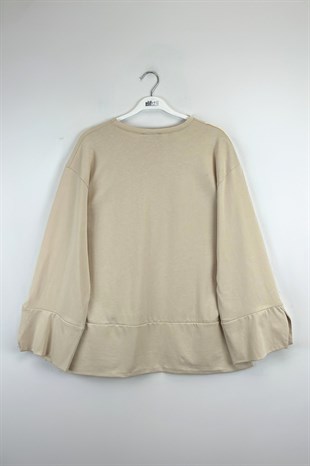 Yırtmaçlı Sweat Bej 