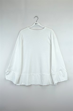 Yırtmaçlı Sweat Beyaz