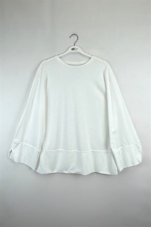 Yırtmaçlı Sweat Beyaz