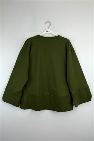 Yırtmaçlı Sweat Haki 