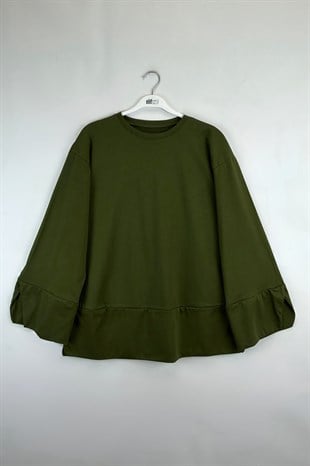 Yırtmaçlı Sweat Haki 