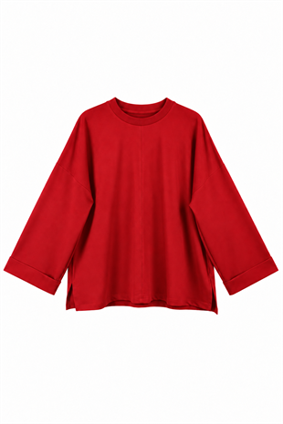 Yırtmaçlı Sweat Kırmızı