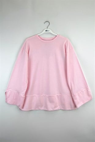 Yırtmaçlı Sweat Pembe 