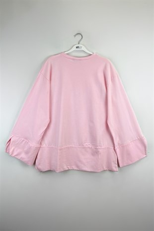 Yırtmaçlı Sweat Pembe 