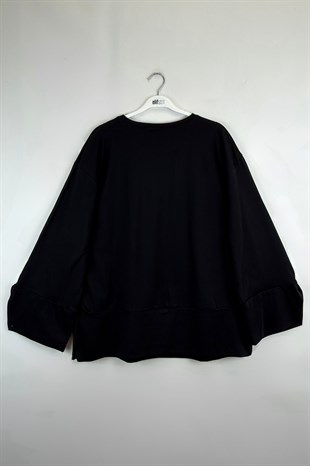 Yırtmaçlı Sweat Siyah 