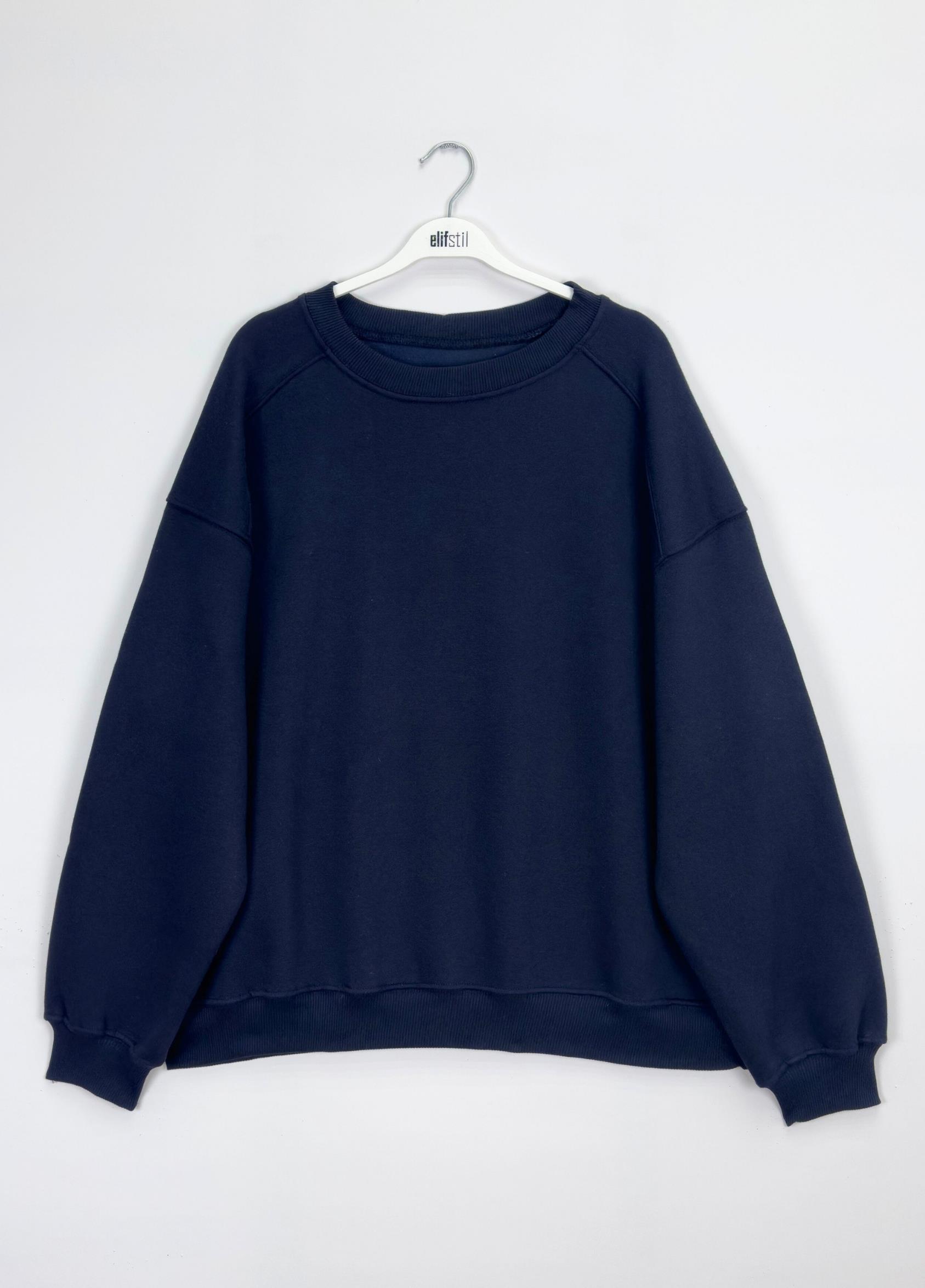 3 İplik Basıc Sweat Lacivert